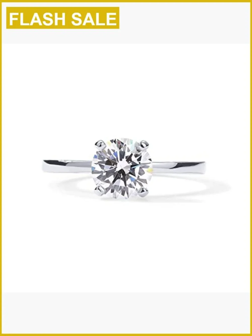 1.5 CT Round Solitaire Moissanite Engagement Ring 14K Gold Plated Cubic Zirconia